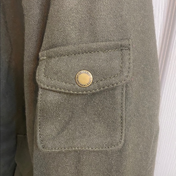 American Eagle Women’s Olive Moto Wool Bomber Jacket Faux Fleece Trim Size XXL - Picture 6 of 9